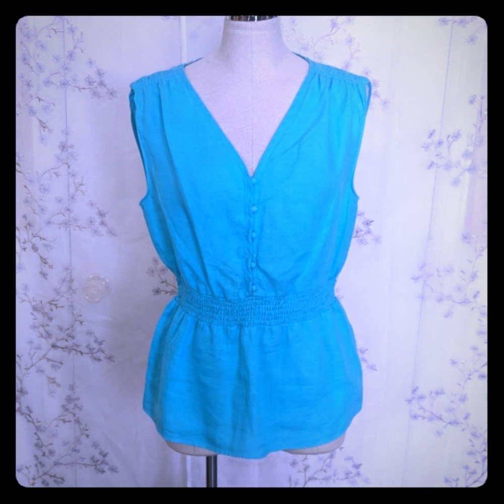 Banana republic linen tank top blouse aqua M